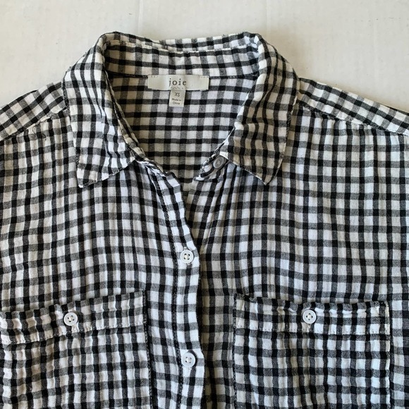 Joie‎ Button Up Shirt Sz XS Black/white Gingham - Picture 3 of 12